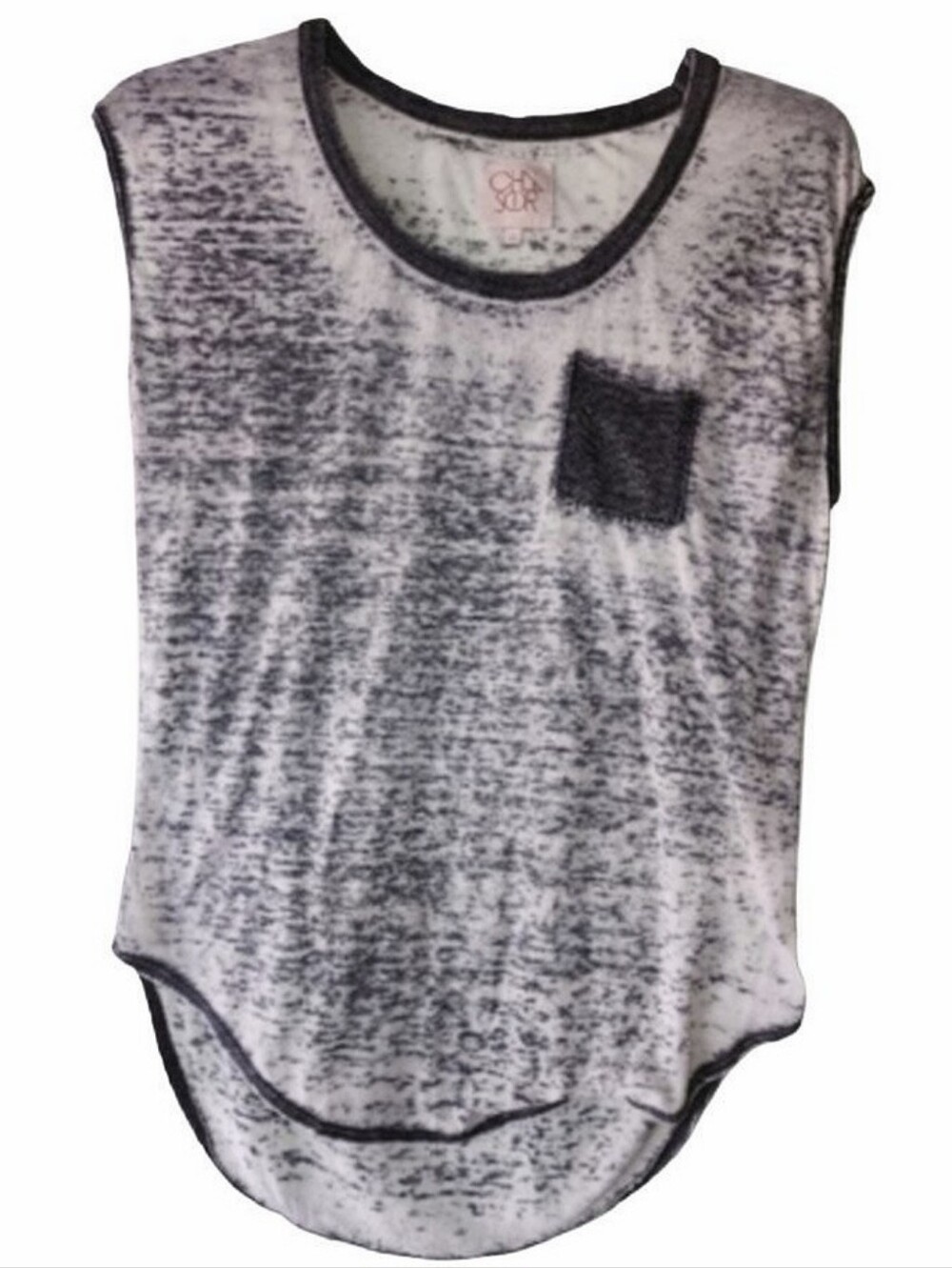 CHASER Gray Burnout Knit Sleeveless Muscle Tee Tank Pocket Small